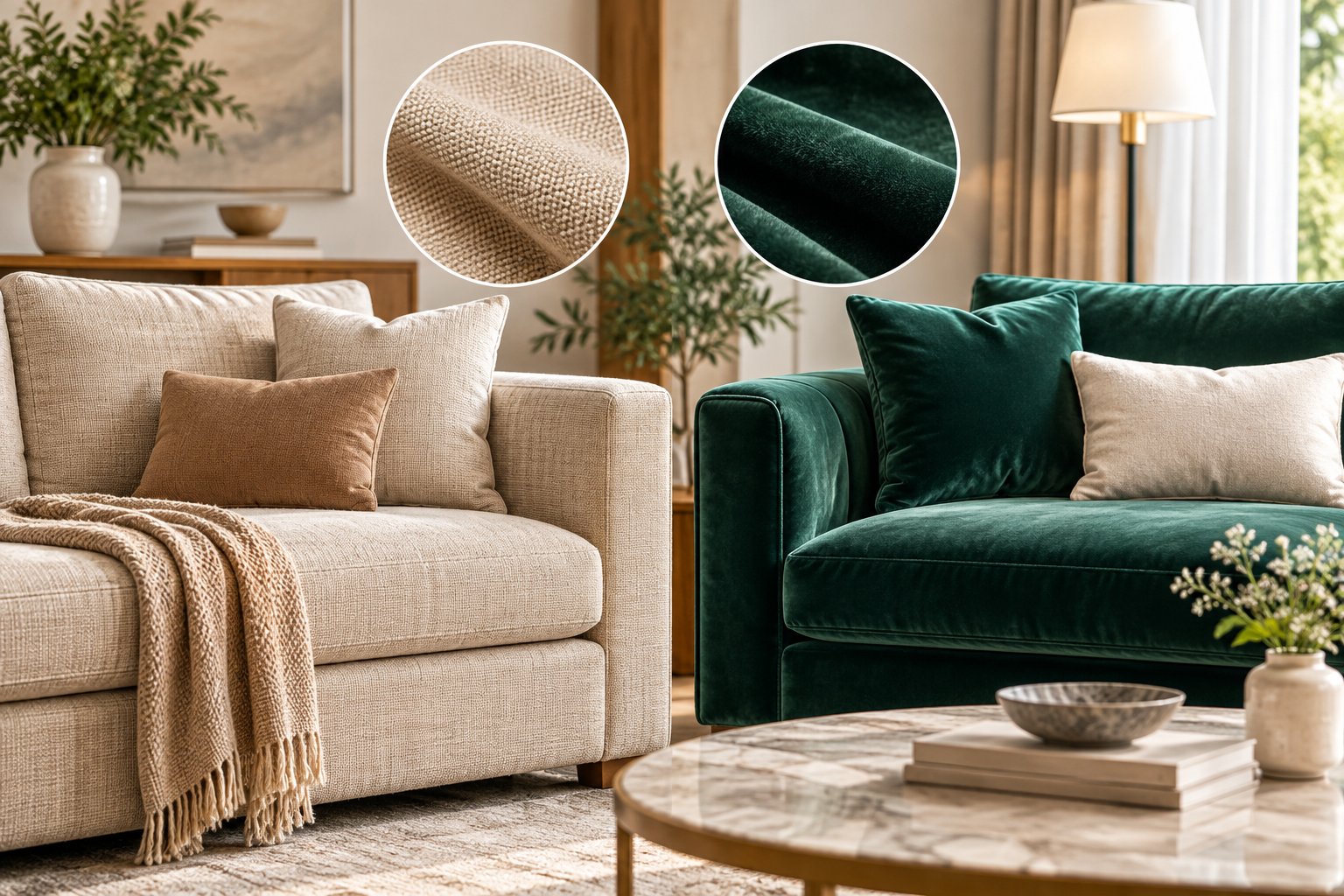 Vải bố hay vải nhung bọc sofa: Chọn theo cách dùng