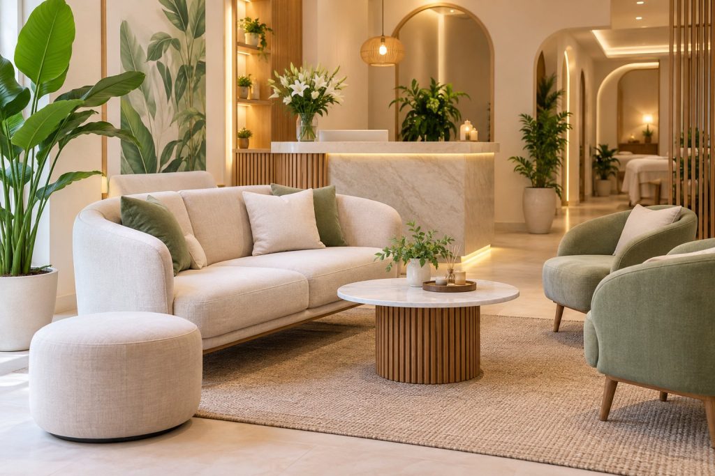 Sofa phòng chờ spa nhỏ: Cách chọn và bố trí