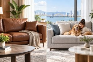 Sofa da hay sofa nỉ ở Đà Nẵng: Chọn loại nào?