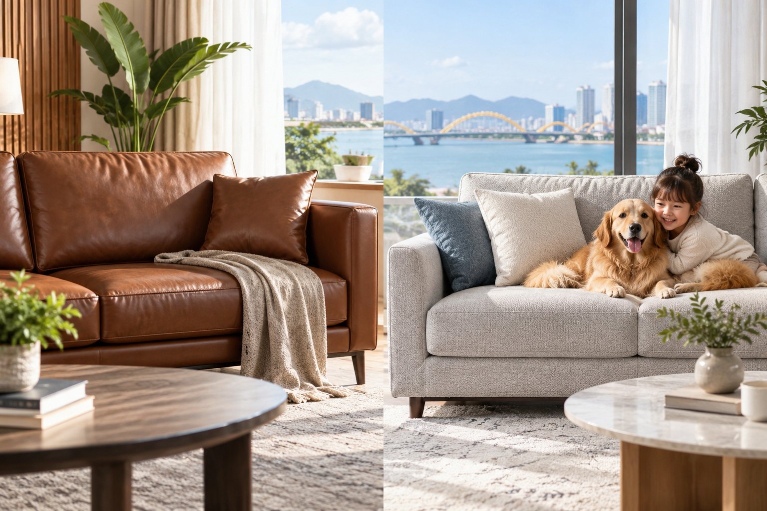 Sofa da hay sofa nỉ ở Đà Nẵng: Chọn loại nào?