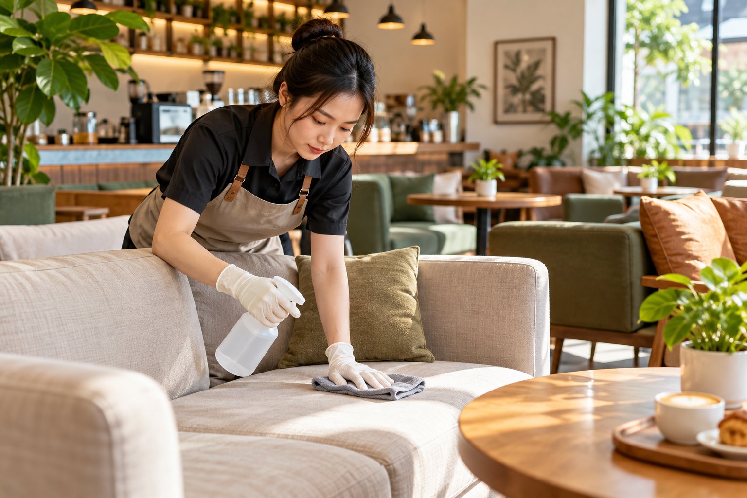 Vệ sinh sofa quán cà phê: Lập lịch theo thực tế