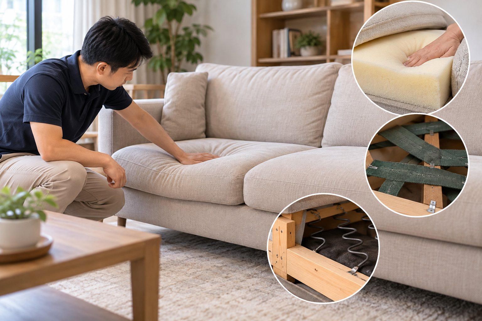 Ghế sofa bị lún xẹp: Nhận biết đúng chỗ hỏng