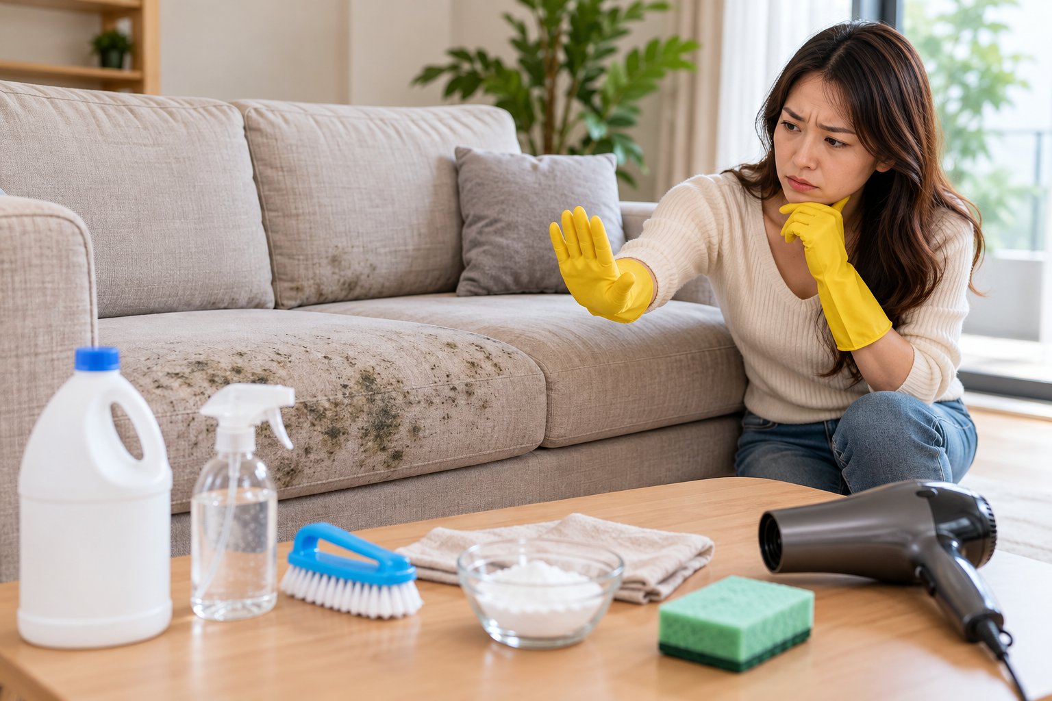 Ảnh minh hoạ: Sofa bị mốc xử lý thế nào? Cách kiểm tra đúng
