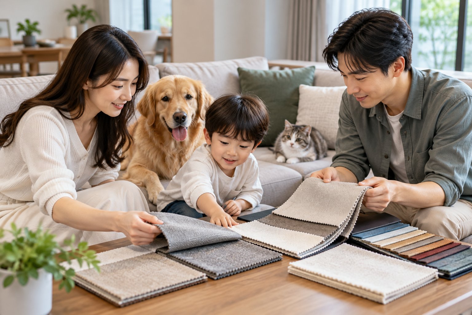 Ảnh minh hoạ: Vải bọc sofa cho nhà có trẻ nhỏ và thú cưng