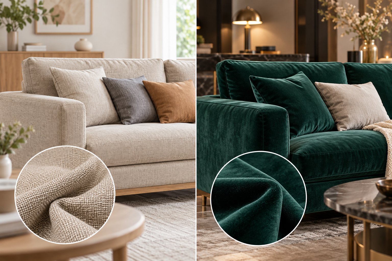 Ảnh minh hoạ: Vải bố hay vải nhung bọc sofa: Chọn theo cách dùng