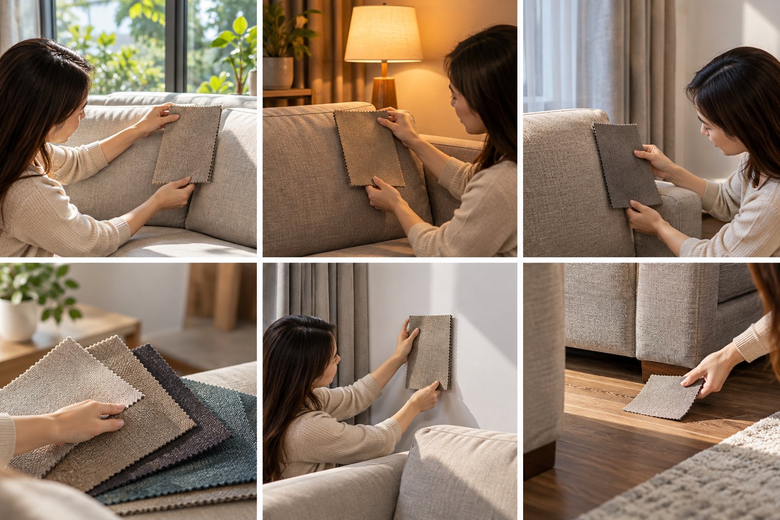 Ảnh minh hoạ: Chọn màu vải bọc lại sofa: Cách thử dưới ánh sáng