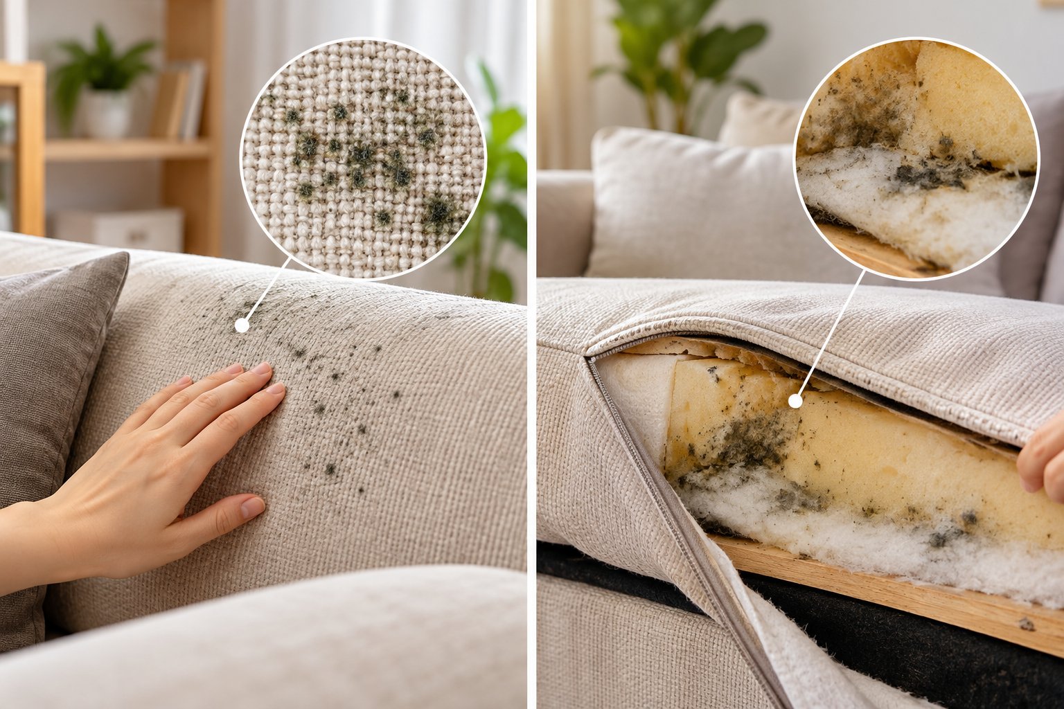 Ảnh minh hoạ: Sofa bị mốc xử lý thế nào? Cách kiểm tra đúng