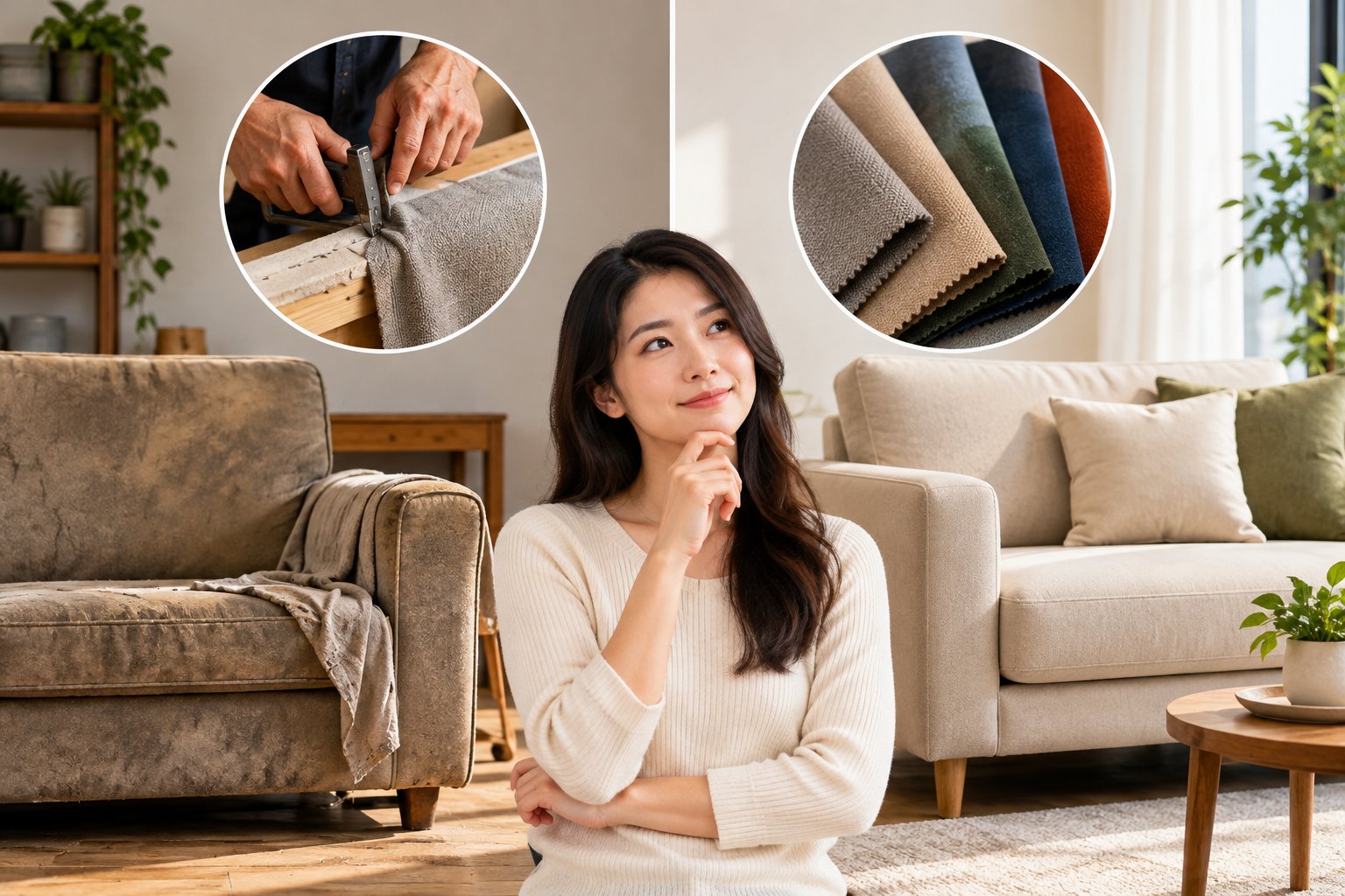 Ảnh minh hoạ: Vải bố hay vải nhung bọc sofa: Chọn theo cách dùng