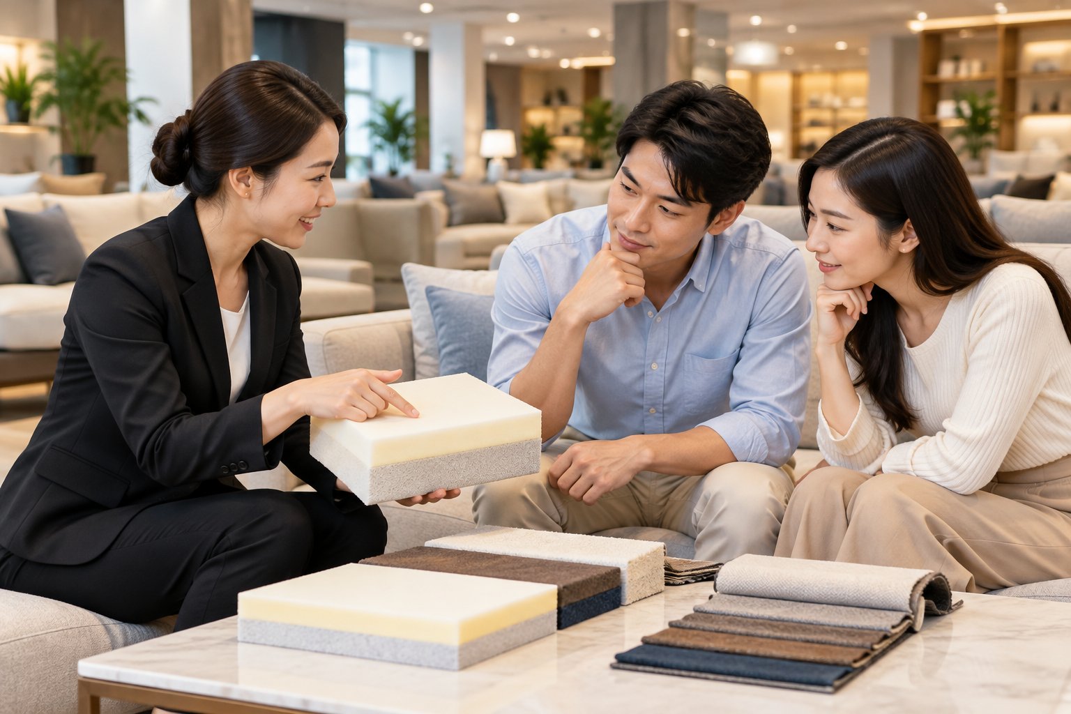 Ảnh minh hoạ: Cách kiểm tra đệm mút sofa trước khi mua