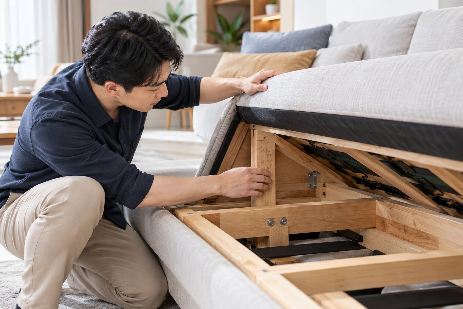 Ảnh minh hoạ: Khung sofa gỗ tự nhiên hay gỗ công nghiệp tốt hơn?