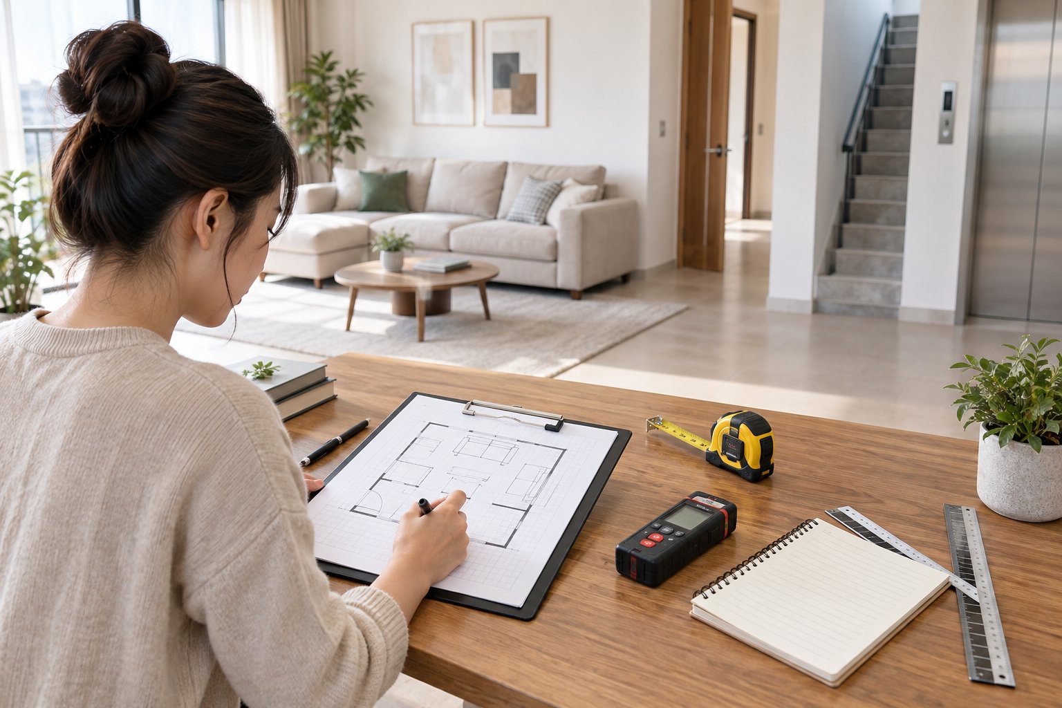Ảnh minh hoạ: Cách đo sofa trước khi mua: phòng, cửa và lối đi