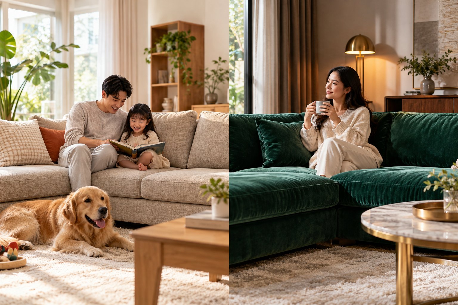 Ảnh minh hoạ: Vải bố hay vải nhung bọc sofa: Chọn theo cách dùng