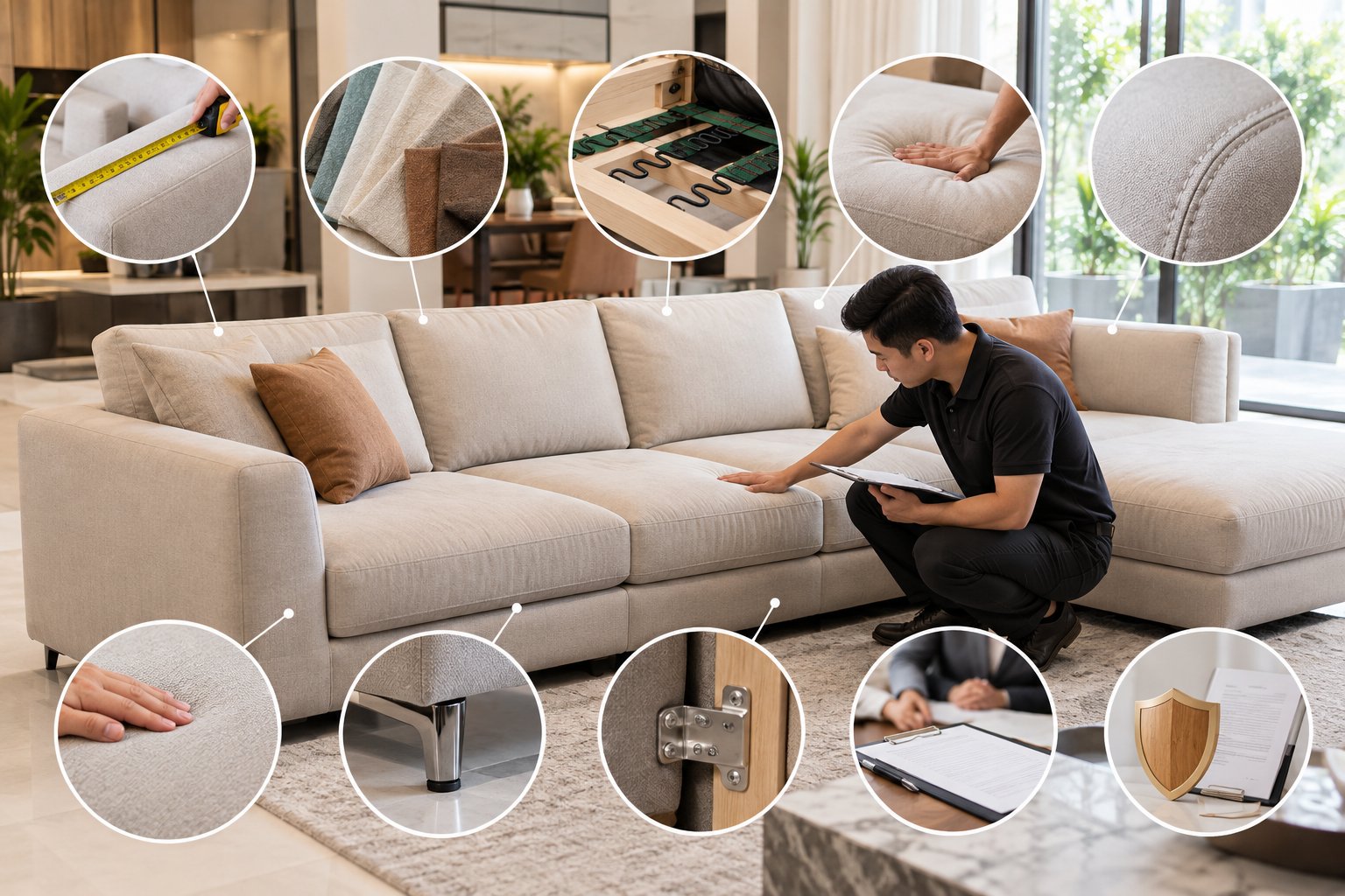 Ảnh minh hoạ: Checklist nghiệm thu sofa đặt làm khi bàn giao