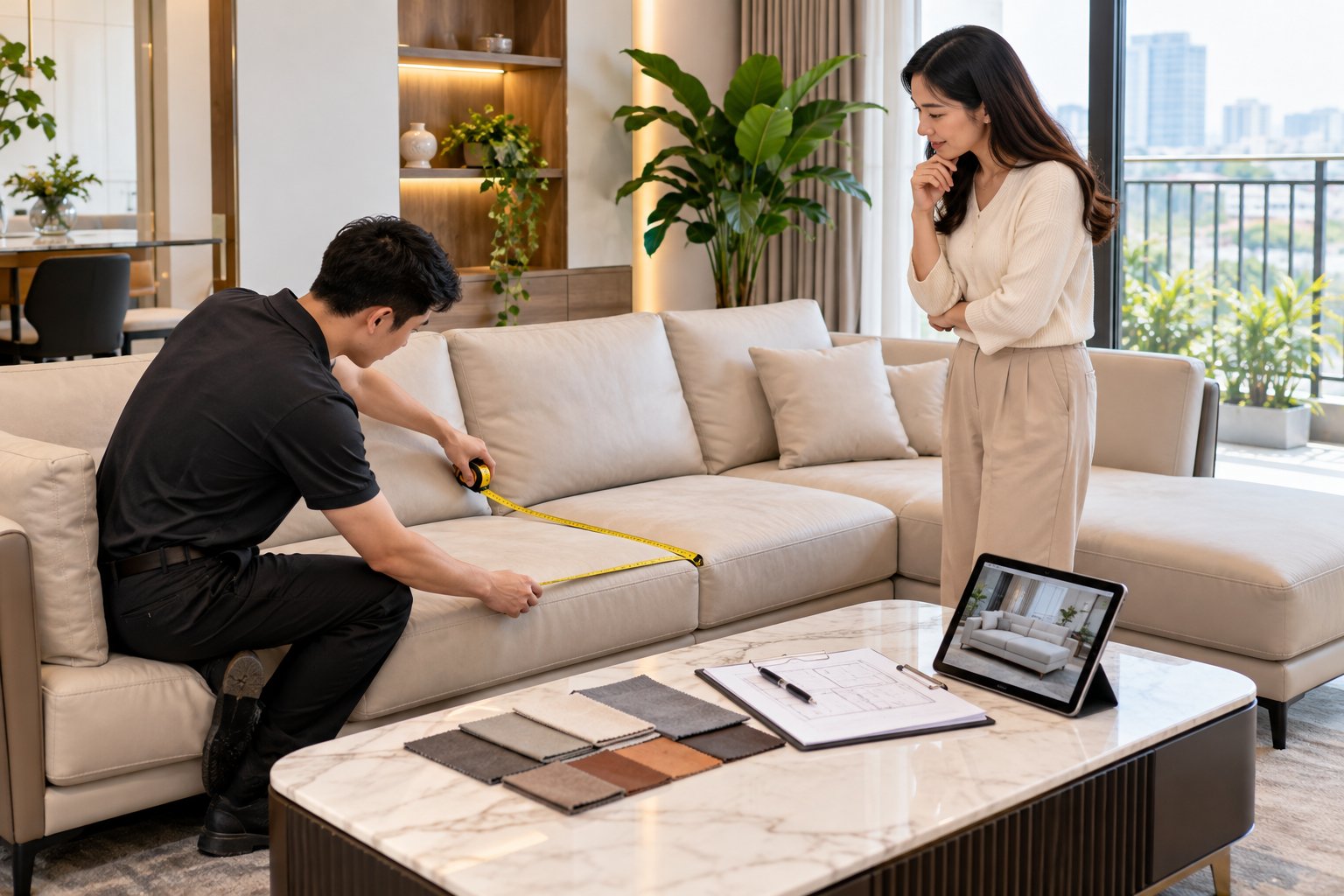 Ảnh minh hoạ: Khảo sát bọc sofa tại nhà: Cần chuẩn bị gì?