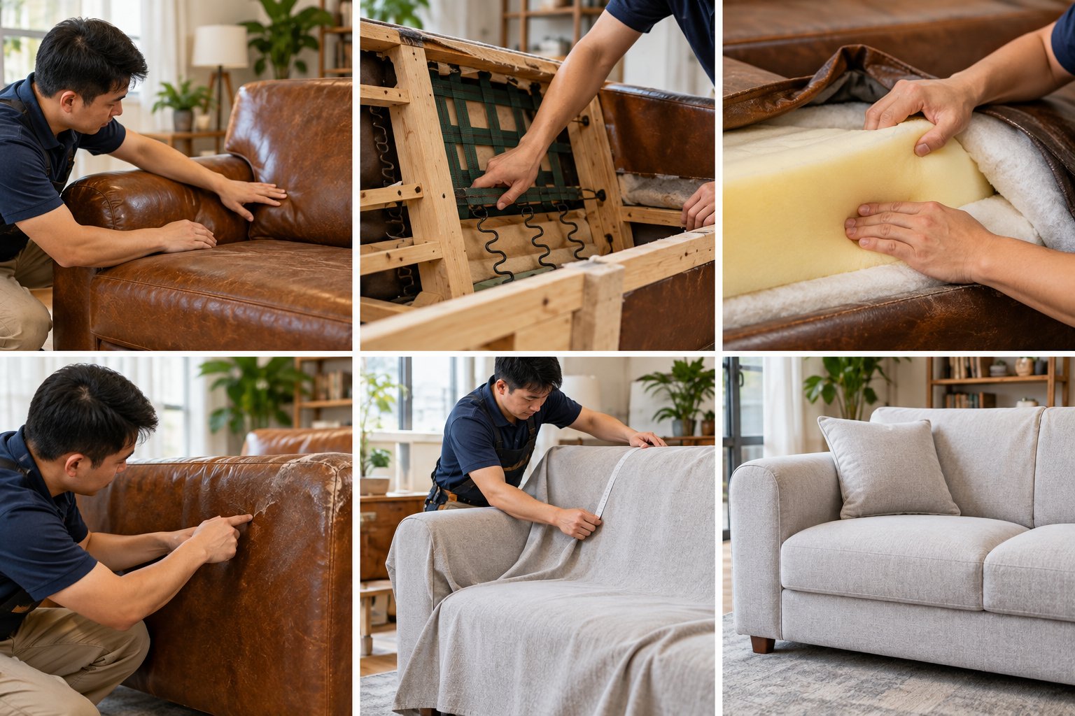 Ảnh minh hoạ: Bọc vải lên sofa da cũ: Kiểm tra trước khi làm