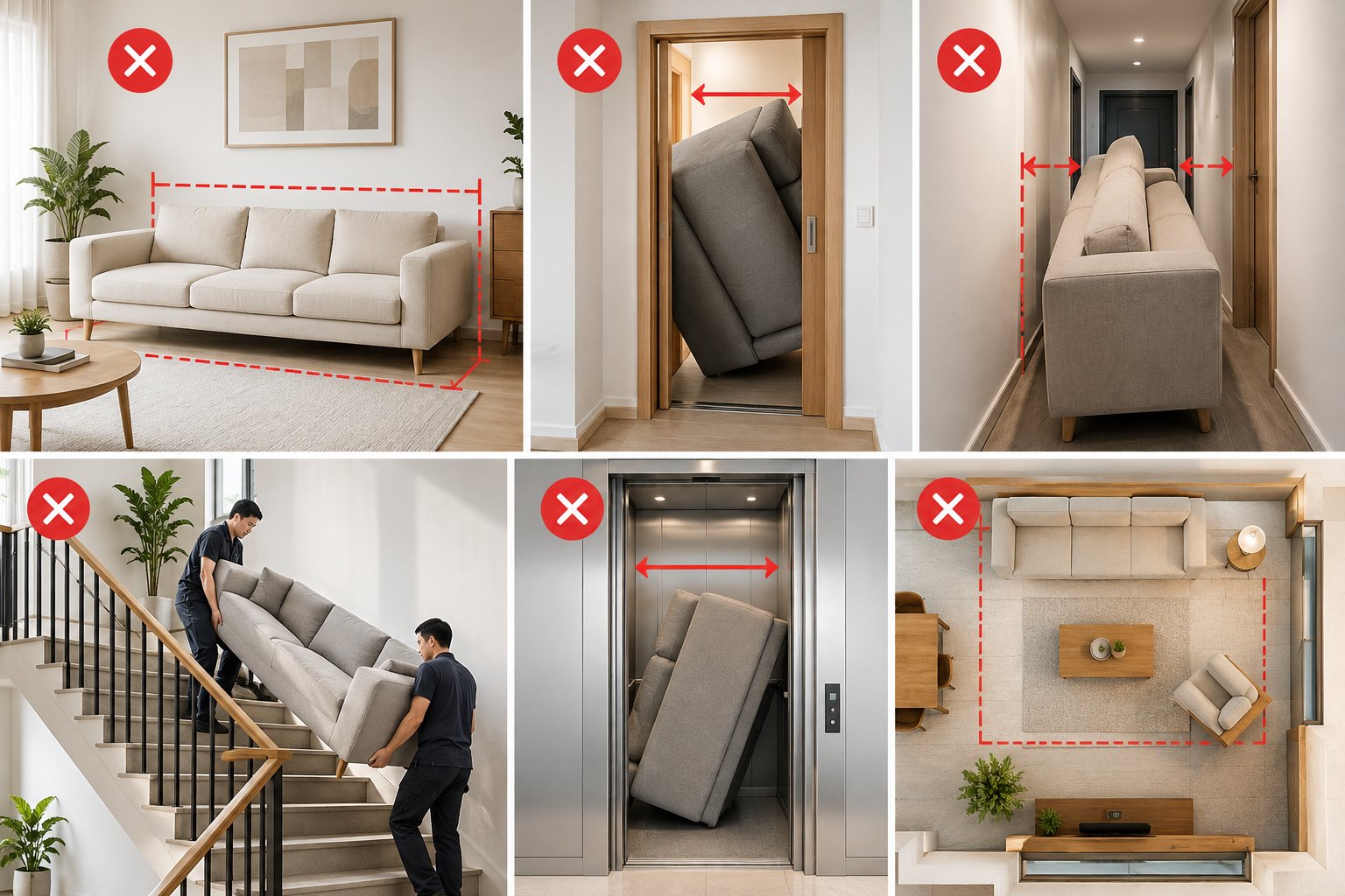 Ảnh minh hoạ: Cách đo sofa trước khi mua: phòng, cửa và lối đi