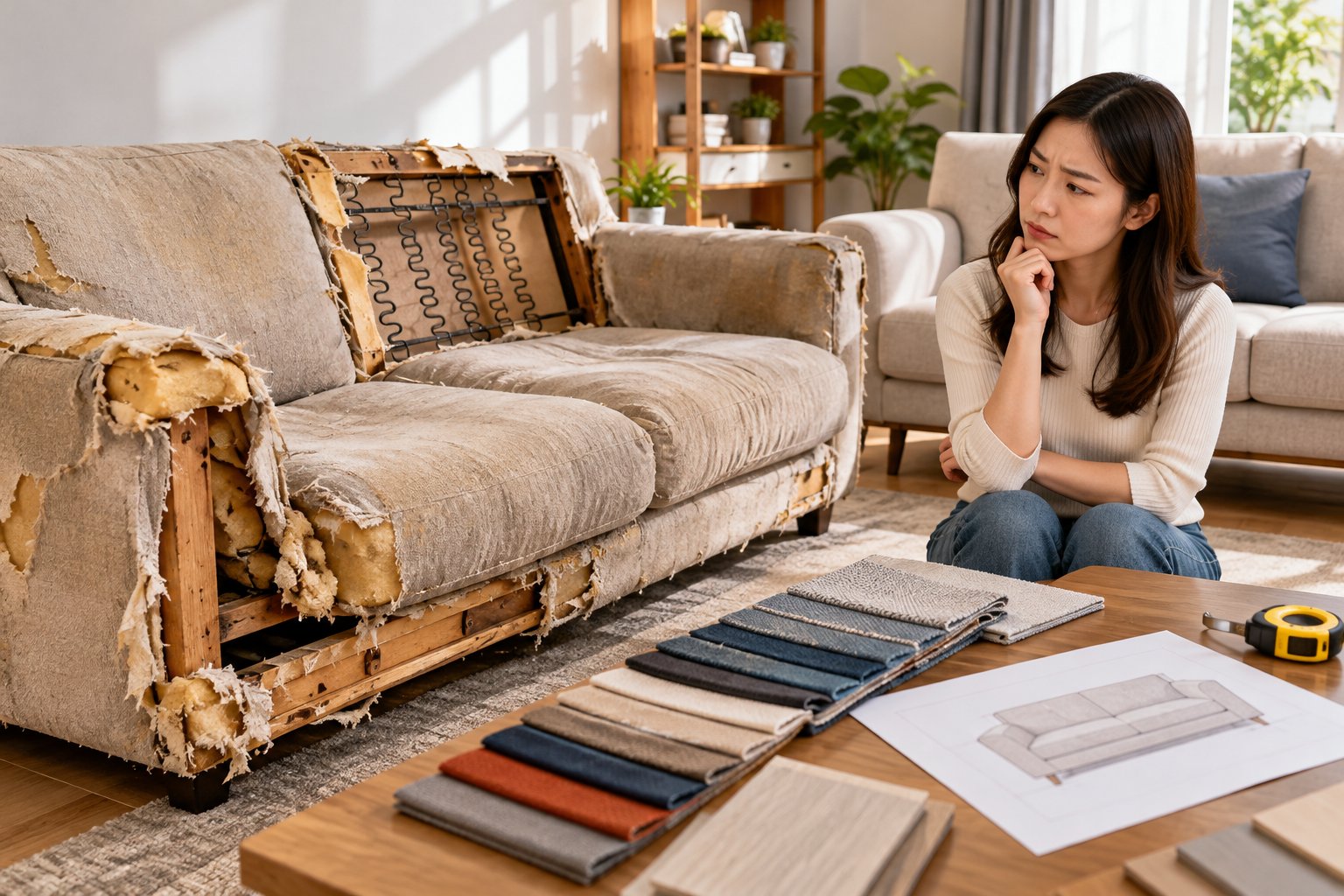 Ảnh minh hoạ: Bọc lại sofa có giữ form ghế cũ không?