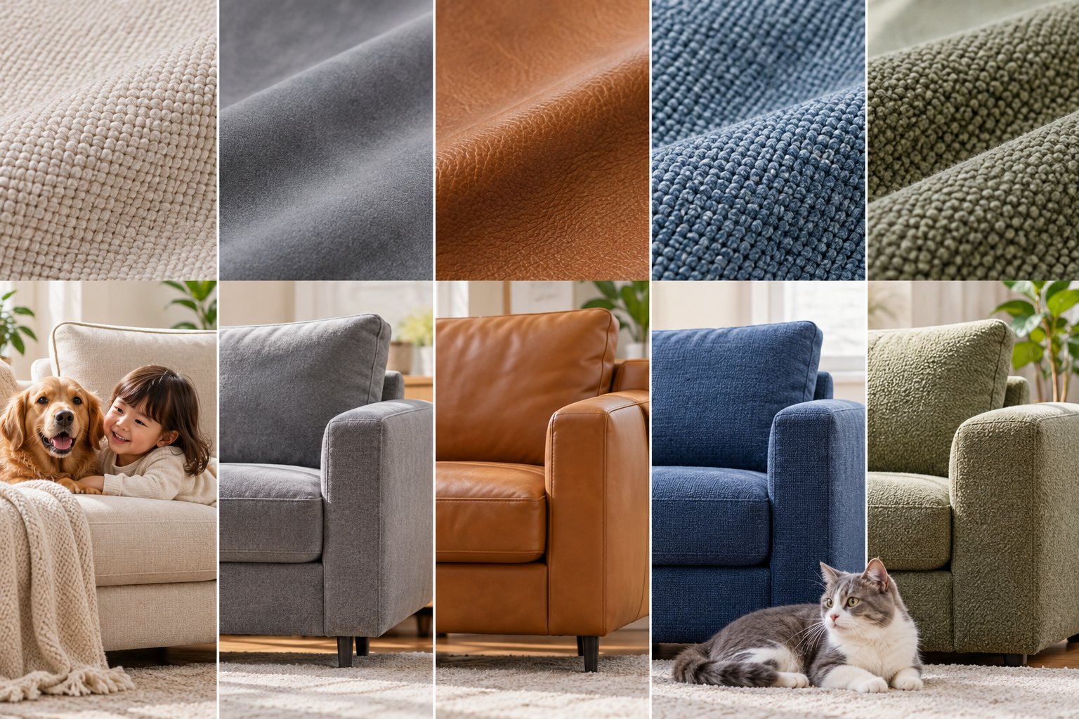 Ảnh minh hoạ: Vải bọc sofa cho nhà có trẻ nhỏ và thú cưng